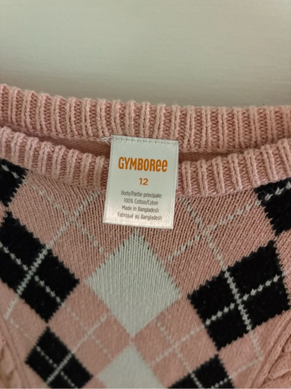 Gymboree Girl’s Pink Argyle Cable-Knit Sweater Dress
